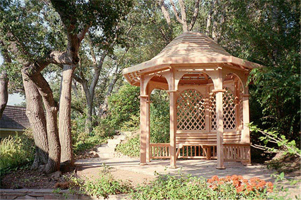 Natural Wood Gazebo with Benches